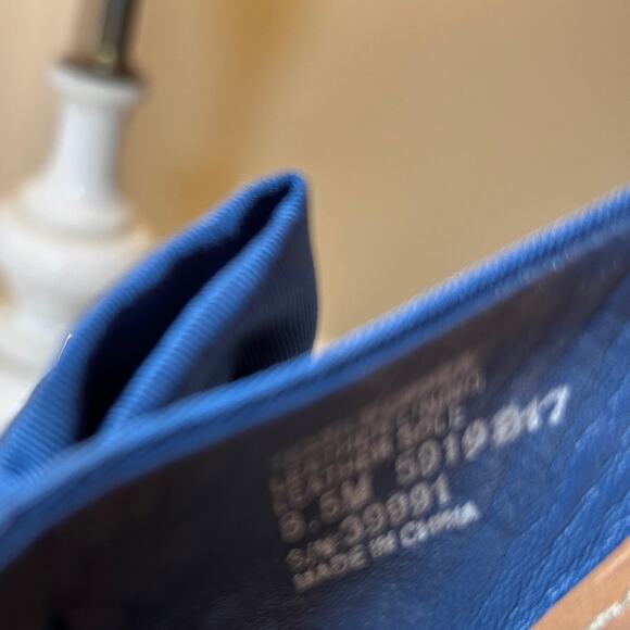 Tory Burch Sandals Wedge Slides Navy Blue Logo Bow Ribbon Size 8.5 - Picture 9 of 14